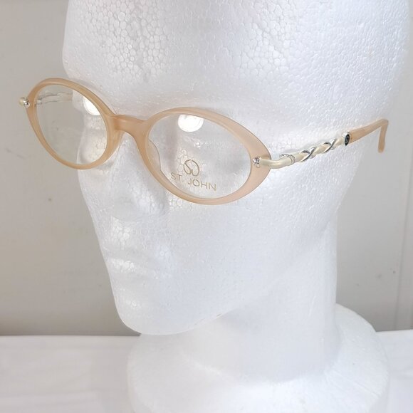 St. John Eyeglasses Frame champagne pink twisted silver logo S-011 CHM 48-19-130 main image 8